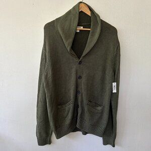 Goodthreads Cardigan Womens Large Green Button Front Pockets Grandpa Sweater